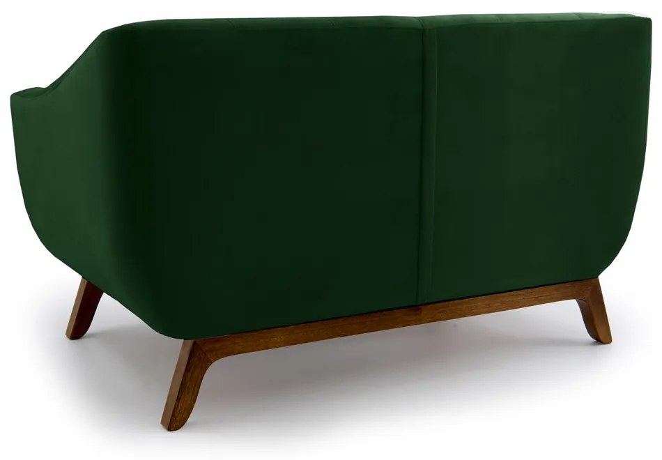 Sofá 2 Lugares Odeon D07 140cm Base Madeira Veludo Esmeralda - D'Rossi