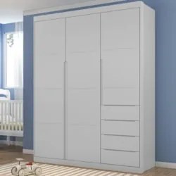 Guarda Roupa Infantil 3 Portas 4 Gavetas Lua Z39 Cinza - Mpozenato