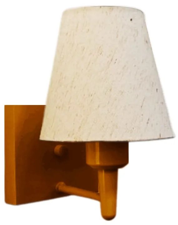 Arandela Quadrada Md-2034 Cobre Cúpula em Tecido Cone Linho Bege - Bivolt