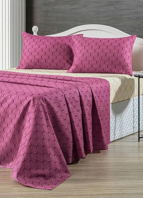 Jogo de Cama 150 Fios Rosa King 4 Peças