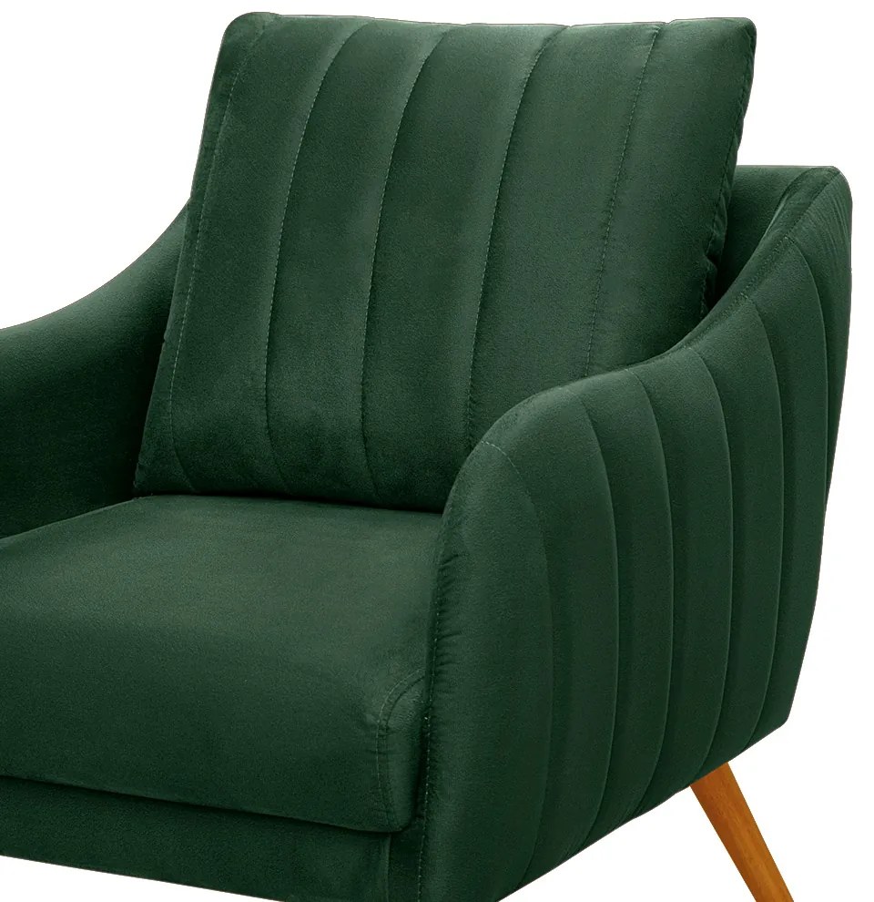 Poltrona Salem Veludo Pés Palito Castanho K01 - D'Rossi - Verde Militar