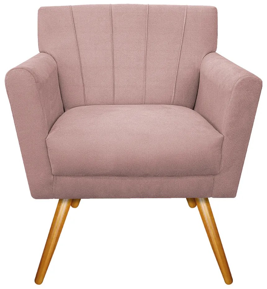 Poltrona Laura Pés Palito Mel Suede Rosê - ADJ Decor