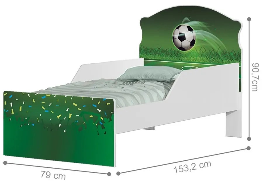 Mini Cama Infantil 153,2x79cm com Proteção Lateral Personagens K02 - D'Rossi - COPA FUTEBOL