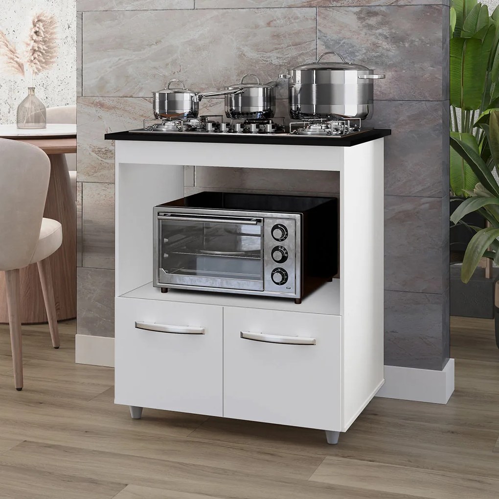 Balcão Cali Para Cooktop 5 Bocas 2 Portas Cozinha MB1 75cm