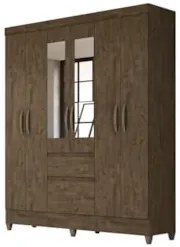 Guarda Roupa Casal 162cm Com Espelho Cuban Castanho Wood Z17 - Mpozena