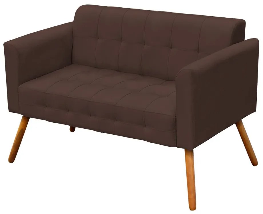 Kit 01 Namoradeira e 02 Poltronas Giratória Elisa Suede Base Madeira MM30 D'Rossi - Marrom