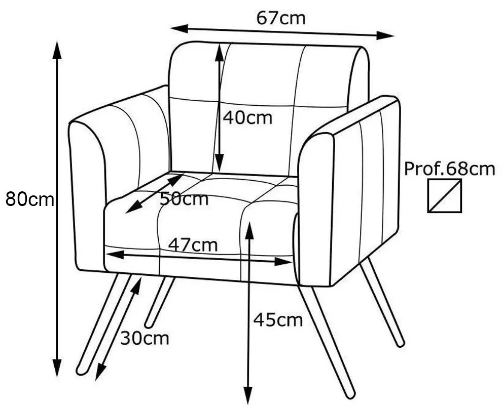 Kit 02 Poltronas Decorativa Bia Couro Conhaque G58 - Gran Belo