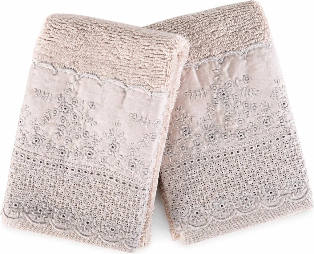 Jogo 2 Toalhas de Lavabo Trussardi 100% Algodão Raffinato Bordado - Rose Rose