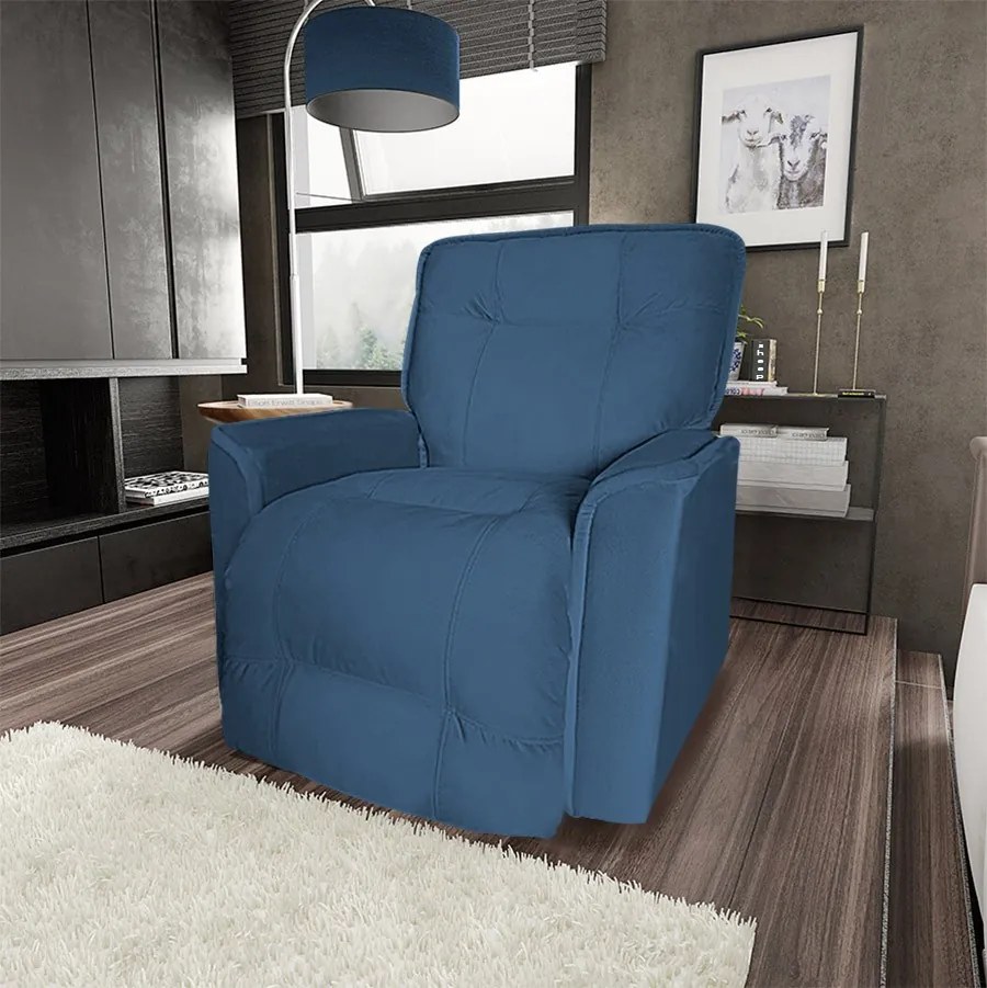 Poltrona do Papai Reclinável Orion Suede Azul Marinho - Sheep Estofados - Azul escuro