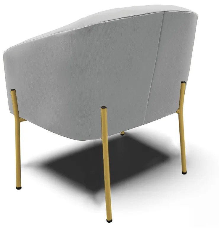 Poltrona Decorativa Pé de Ferro Dourado Kit 2 Stella Suede D03 - D'Rossi - Cinza