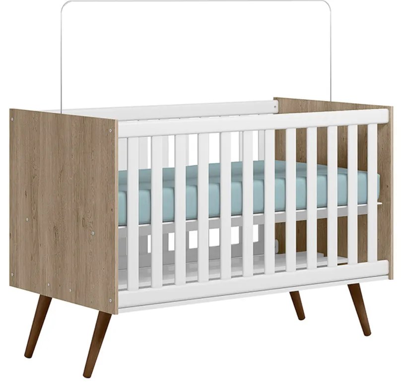 Berço Mini Cama Retrô Encanto Carvalho/Branco - Loja Sheep - Carvalho/Branco