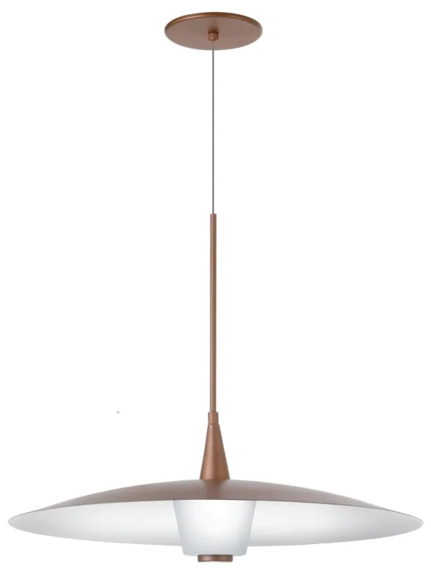 Pendente Eclisse Ø50X41Cm Disco Curvo Metal Alumínio E Vidro 01Xled 9W... (COBRE FOSCO)