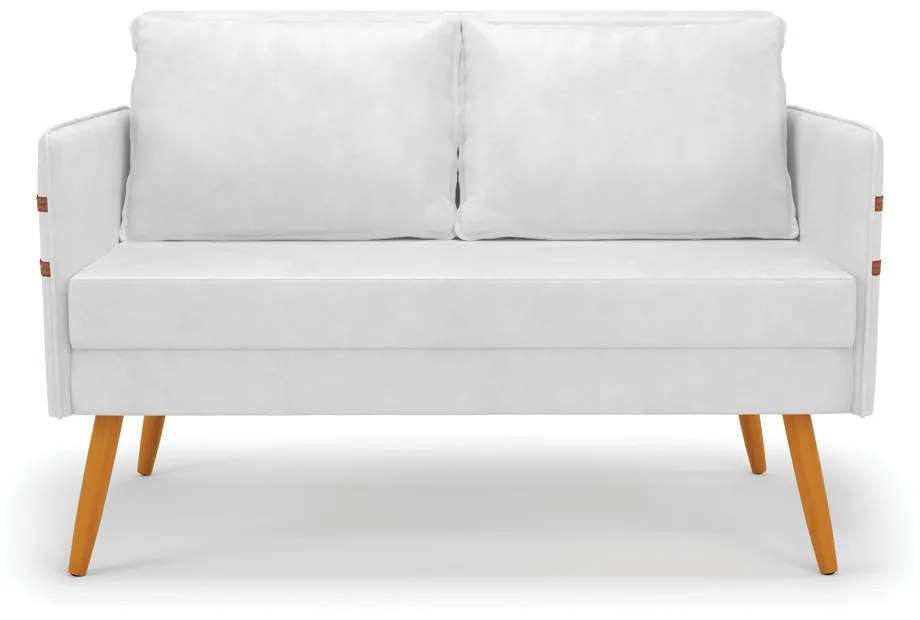 Kit 01 Namoradeira 02 Lugares e 02 Poltronas Mari Corano Pés Palito Castanho - D'Rossi - Branco