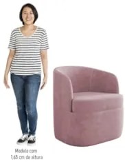 Poltrona Giratória Decorativa para Sala Dandara Z08 Veludo Rosê - Mpoz