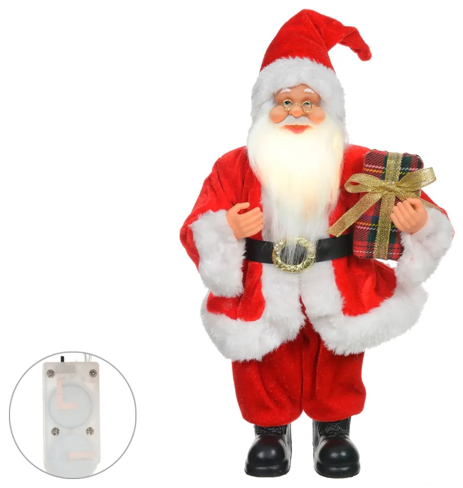 Papai Noel Decorativo com Led Vermelho e Branco 30x15 cm F04 - D'Rossi