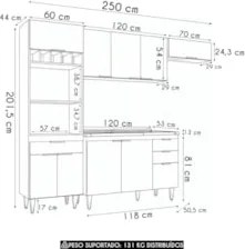 Armário de Cozinha CP04 Com Pia 120cm Pérola Z34 Preto      - Mpozenat