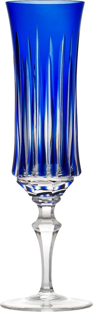 Taça de Cristal Flauta Lapidado p/ Champagne 195ml - Azul Escuro - 66 Azul Escuro - 66