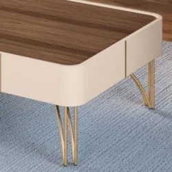 Aparador Para Sala Gianni e Mesa Alane H01 Off White/Castanho - Mpozen