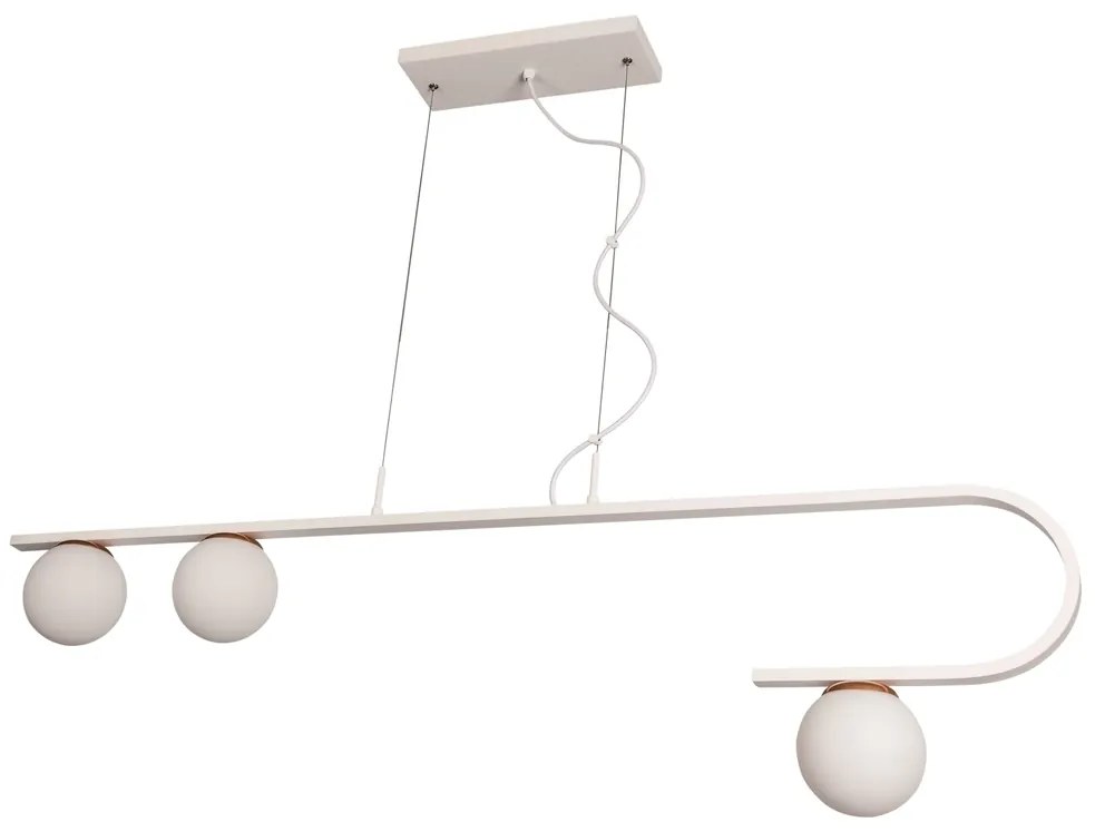 Pendente Dama 120X30Cm 3Xg9 / Cabos Kevlar Cristal / Metal E Globo Ø12... (AZO-F / CB-V - Azul Oceano Fosco / Cobre Brilho Escovado, FOSCO)