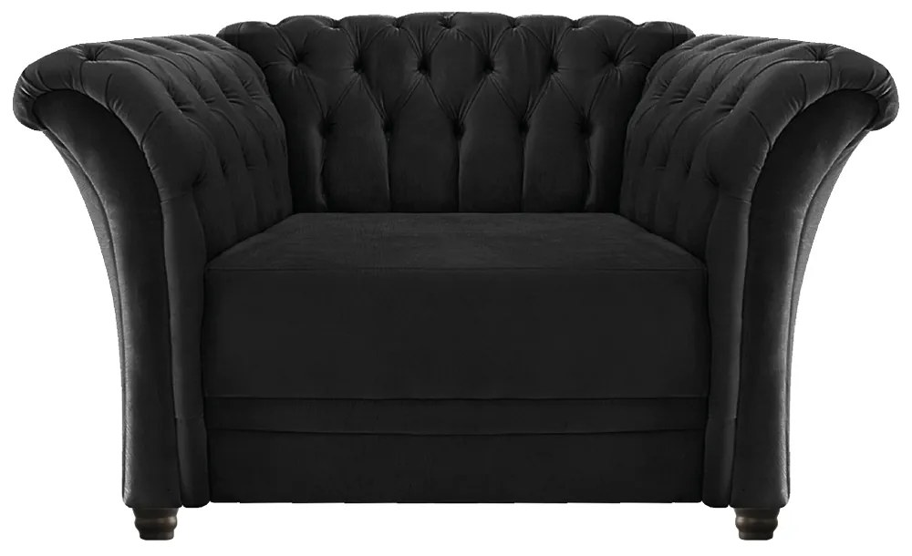 Poltrona Decorativa Chesterfield Sofia Suede Preto - ADJ Decor