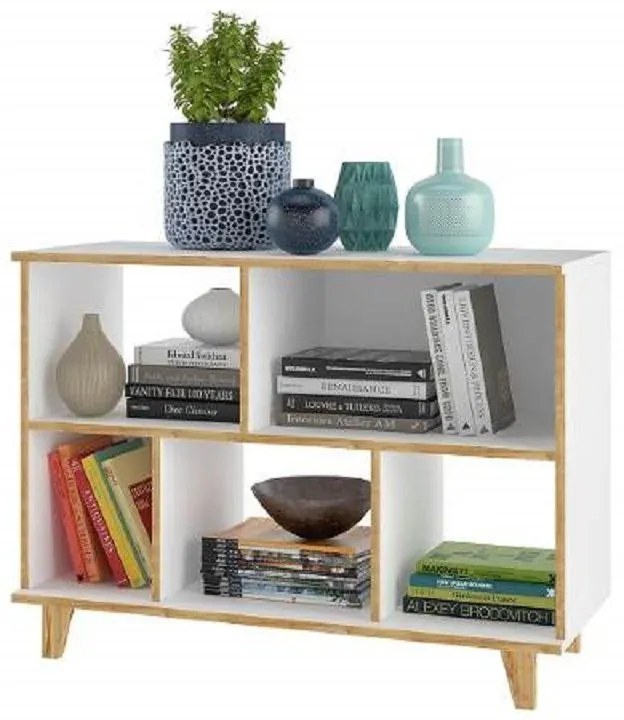 Estante 5 Nichos Linha Oslo Be66 - Branco/pinus