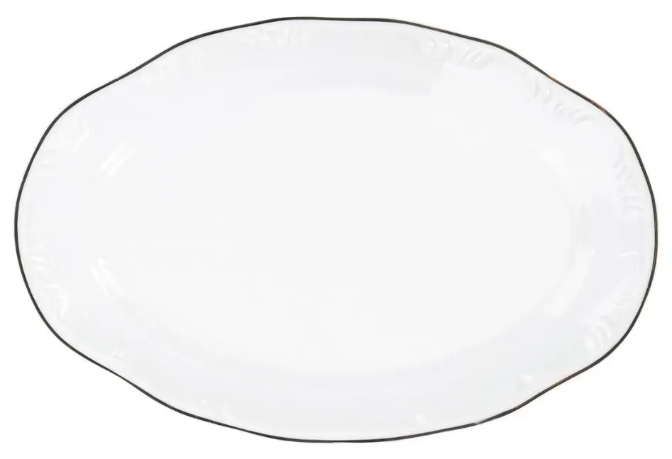 Travessa Rasa Oval 28Cm Porcelana Schmidt - Dec. Filetado Prata Pomerode 0012