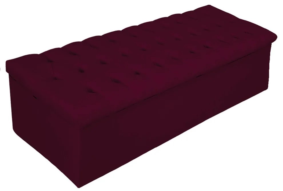 Recamier Baú Estofada Mel 195 cm King Size Com Capitonê Suede Bordô - ADJ Decor