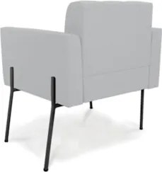 Poltrona Para Sala Pé Metal Preto Kit 2 Ana Linho Cinza - Ibiza