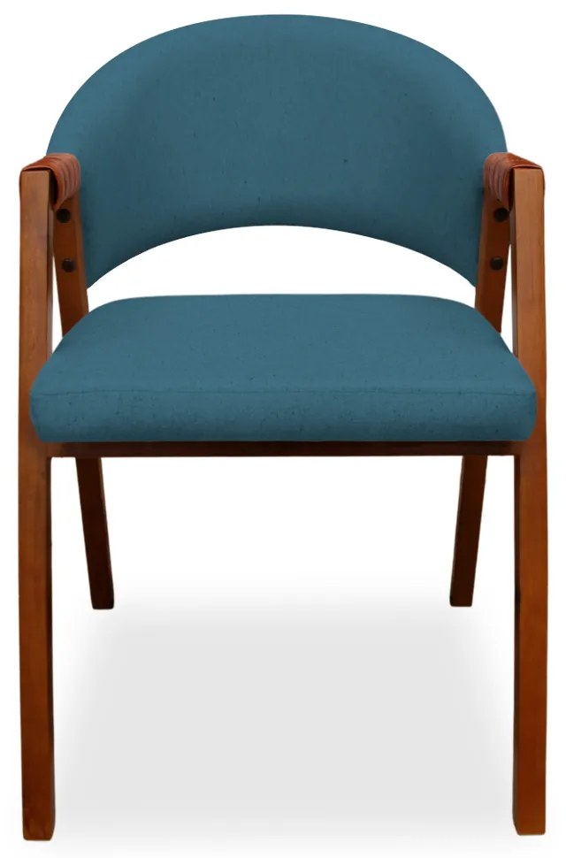 Poltrona Decorativa Suellen Linho Azul