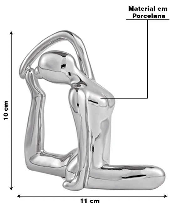 Escultura Decorativa de Yoga em Porcelana 2 Prata G39 - Gran Belo