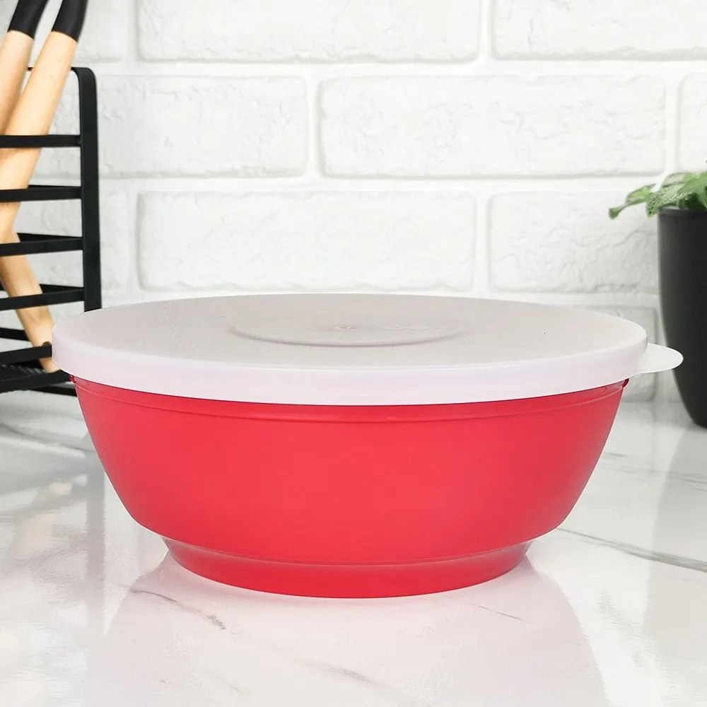 Bowl de Plástico com Tampa 1,8L - Vermelho
