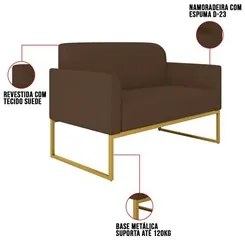 Poltrona Namoradeira 2 Lugares Base Industrial Dourada Maressa S06 Sue