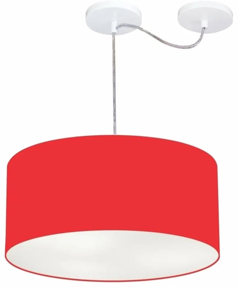 Lustre Pendente Cilíndrico Com Desvio De Centro Md-4147 Cúpula  50x25cm Vermelho - Bivolt