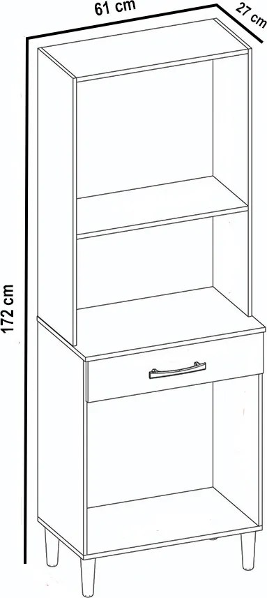 Armário Cozinha Paneleiro 61cm Microondas Joseane Branco A09 - D'Rossi