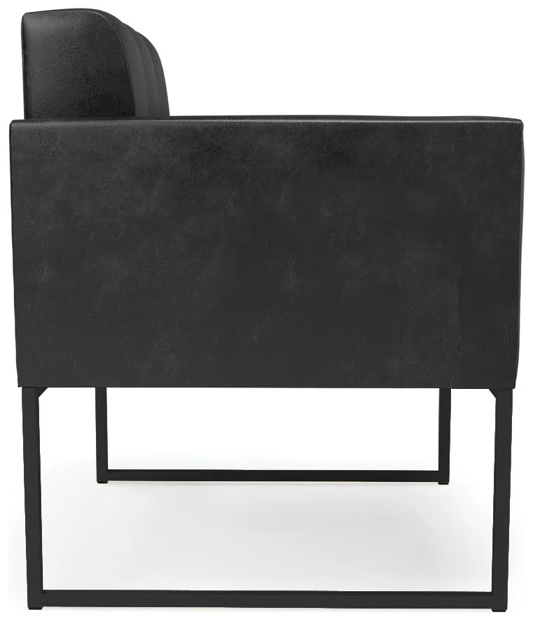 Poltrona Sala Decorativa Elisa Industrial Preto Sintético Pu D03 - D'Rossi - Couro preto