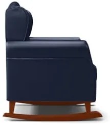 Poltrona de Amamentação Base Madeira Balanço Lucy Z39 Sintético Azul M