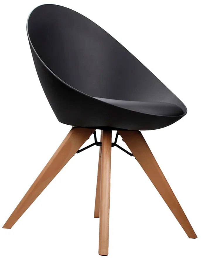 Cadeira para Sala Base Giratória de Madeira Kit 2 Elen Preto R02 - D'Rossi