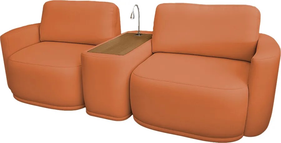 Sofá Sala Modulado 231cm com Console USB Luminária Brumma Bouclê K01 - D'Rossi - Terracota