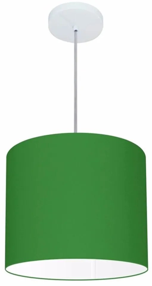 Lustre Pendente Cilíndrico Md-4143 Cúpula em Tecido 35x25cm Verde Folha - Bivolt