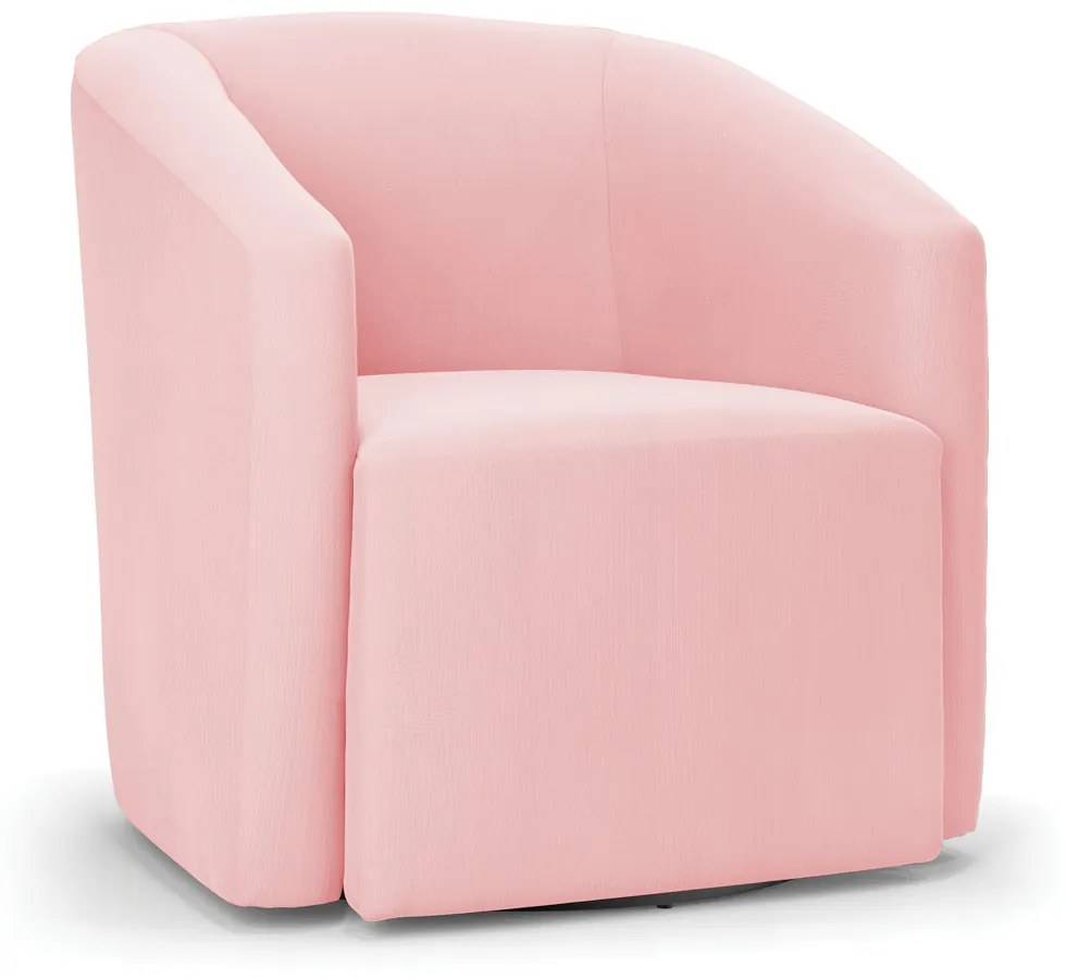 Poltrona Decorativa Base Giratória Kit 2 Stella Max Suede Rosa Bebê D03 - D'Rossi