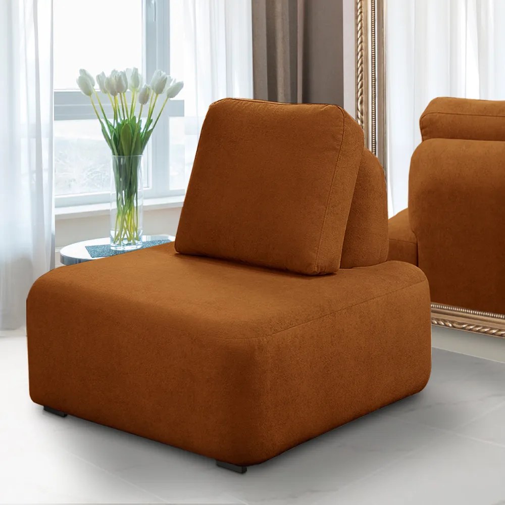 Conjunto Sala de Estar 1 Sofá Retrátil Modulado 342cm e 2 Poltronas Santiago Bouclê Terracota G89 - Gran Belo