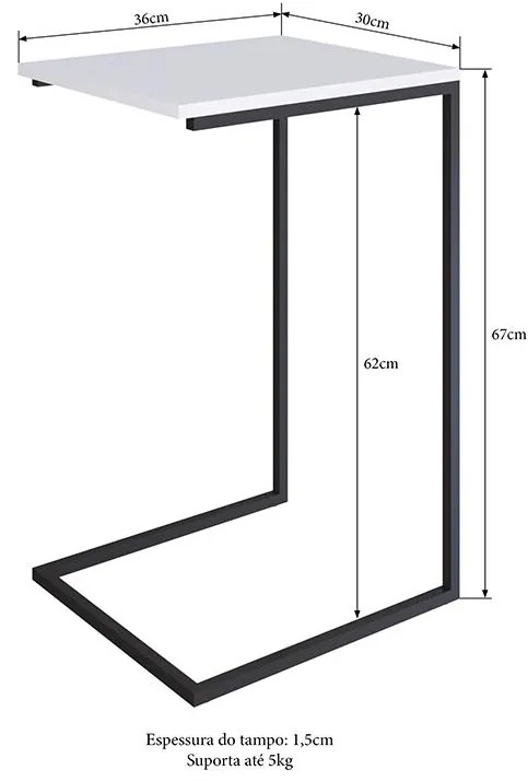 Mesinha Mesa Lateral Auxiliar Estilo Industrial 30x36cm Cuba