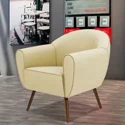 Poltrona Decorativa Nina Corano C-26 com Pés Palito Castanho - Domi