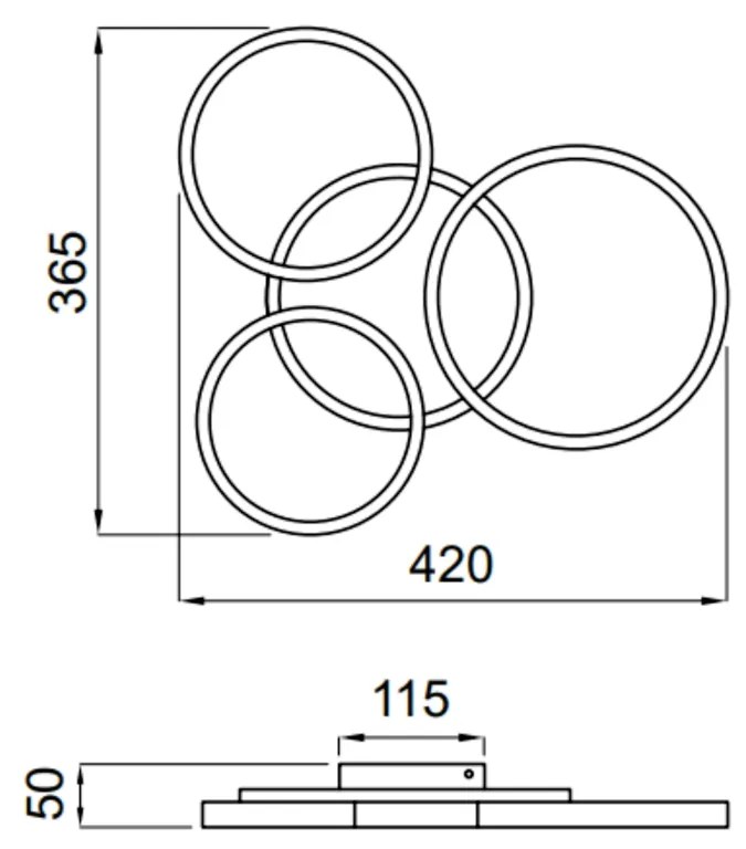 Plafon Pira Triplo Aro Canopla Iluminada 42X36X05Cm Led 32W 3000K Bivo... (Champanhe)