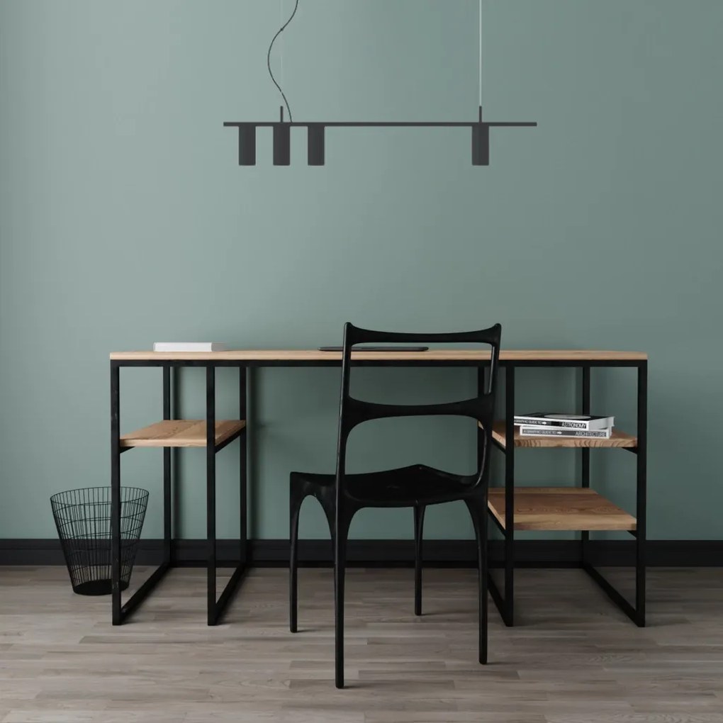 Pendente Retângular 100X5,5X18,5Cm Tubo Assimetrico Alumínio 4Xmr16 -... (CHAMPANHE)