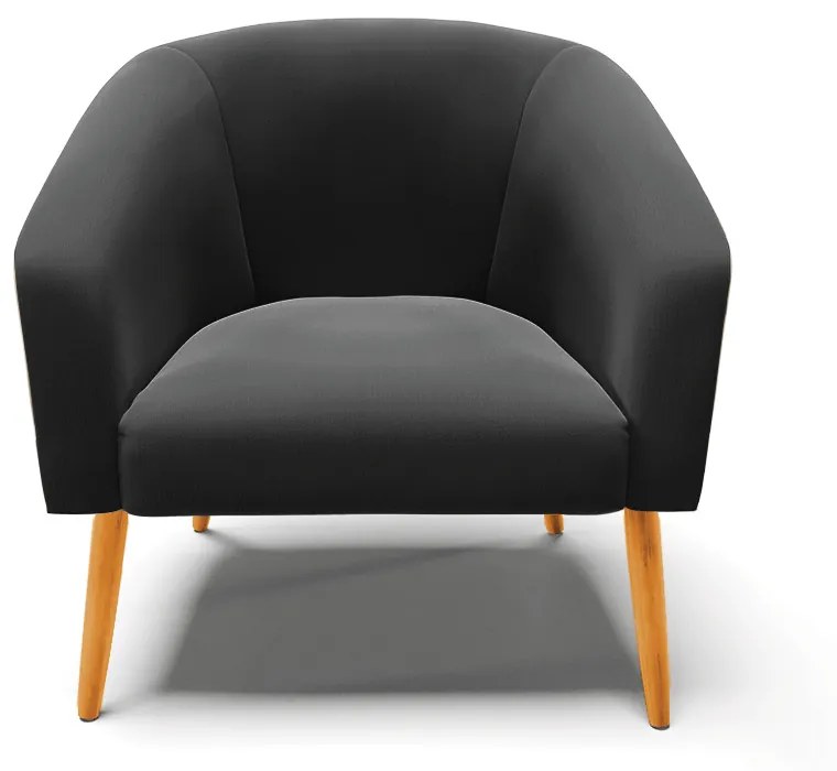 Poltrona Stella Suede Preto Pés Palito Castanho - D'Rossi