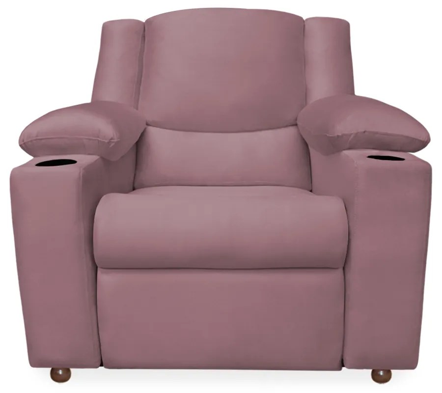 Poltrona Papai Manchester Reclinável Veludo Rose