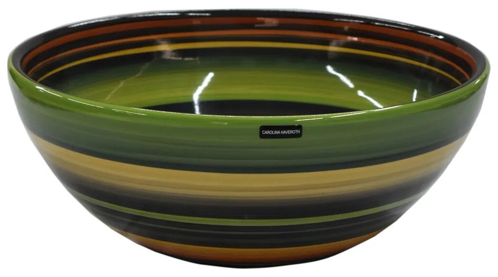 Vaso Aberto P Decorativo em Cerâmica Carolina Haveroth – Maruaga Listrada Alto Brilho