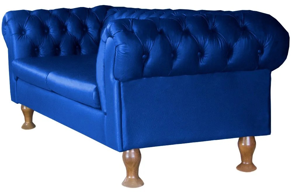 Sofá Chesterfield Recamier Divã Sofia Courino Azul Royal