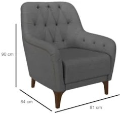 Poltrona Decorativa para Sala de Estar com Capitonê Pietà Z32 Linho Ci